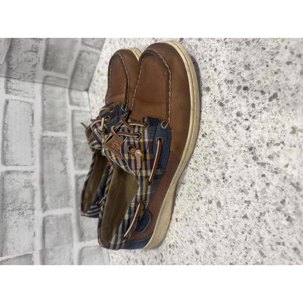 Sperry Brown Leather and Plaid Boat Shoes